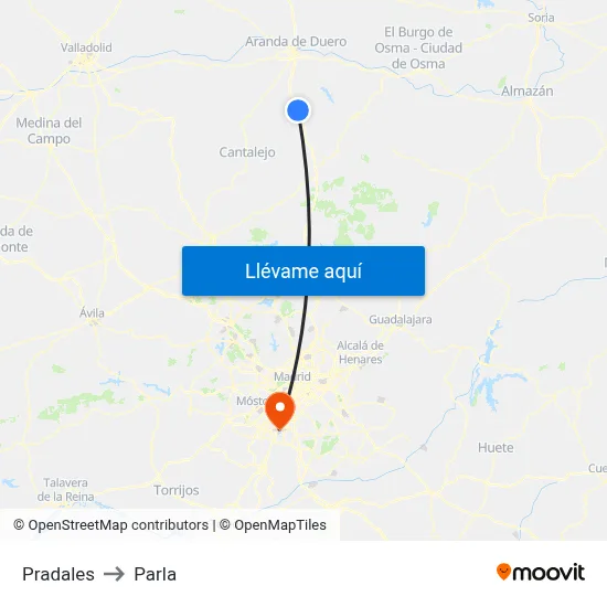 Pradales to Parla map