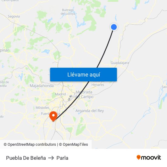 Puebla De Beleña to Parla map