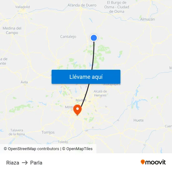 Riaza to Parla map