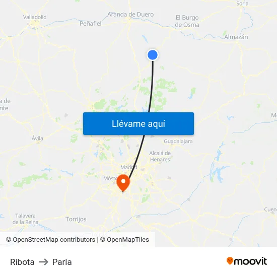 Ribota to Parla map