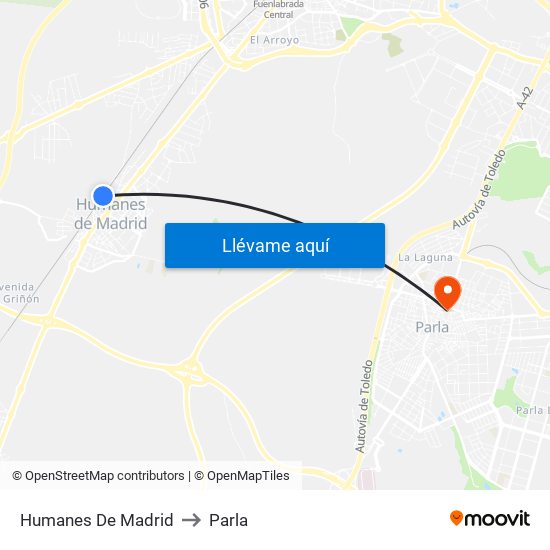Humanes De Madrid to Parla map