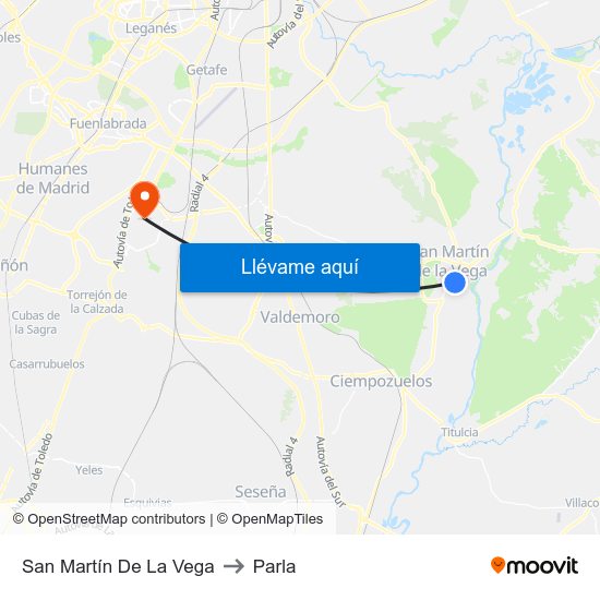San Martín De La Vega to Parla map