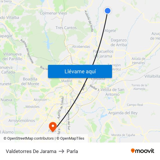 Valdetorres De Jarama to Parla map