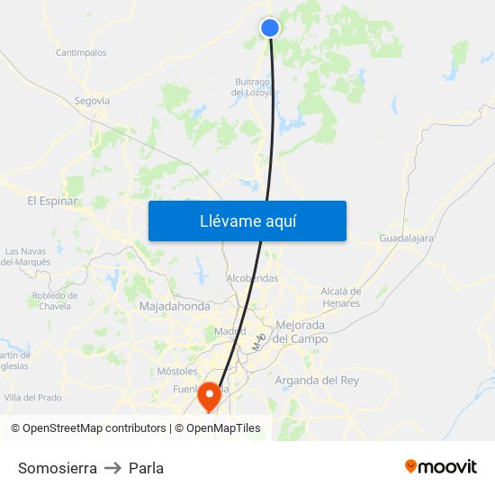 Somosierra to Parla map