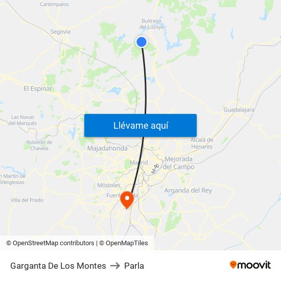 Garganta De Los Montes to Parla map