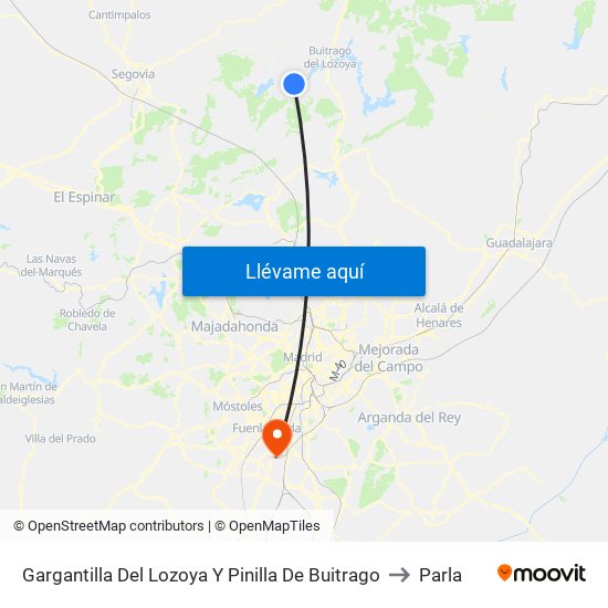 Gargantilla Del Lozoya Y Pinilla De Buitrago to Parla map