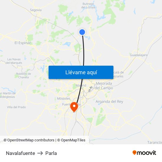 Navalafuente to Parla map