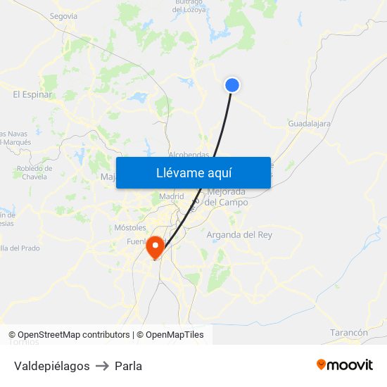 Valdepiélagos to Parla map