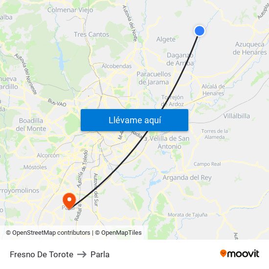 Fresno De Torote to Parla map