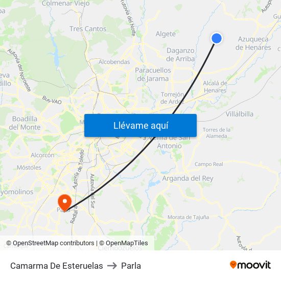 Camarma De Esteruelas to Parla map