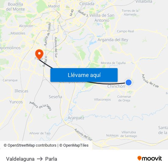 Valdelaguna to Parla map