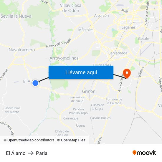 El Álamo to Parla map