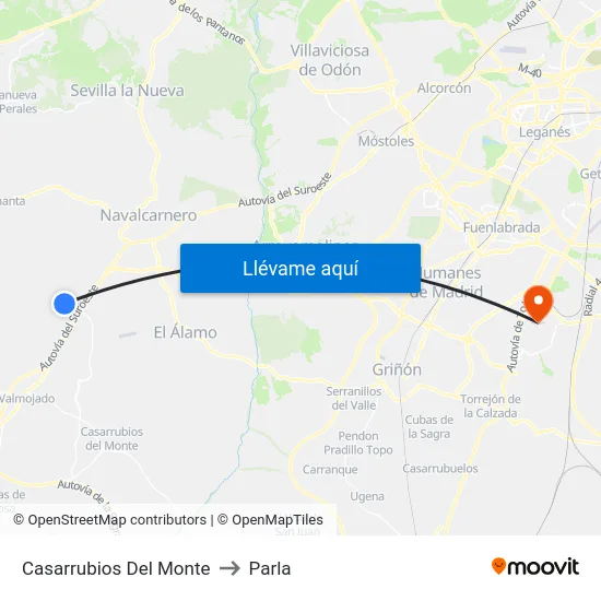 Casarrubios Del Monte to Parla map
