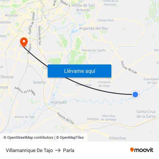 Villamanrique De Tajo to Parla map