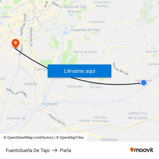 Fuentidueña De Tajo to Parla map