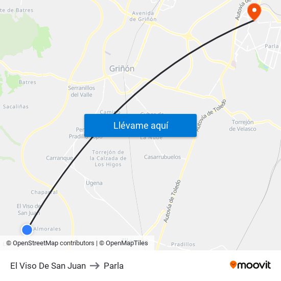 El Viso De San Juan to Parla map