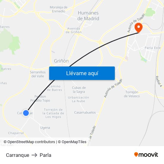 Carranque to Parla map
