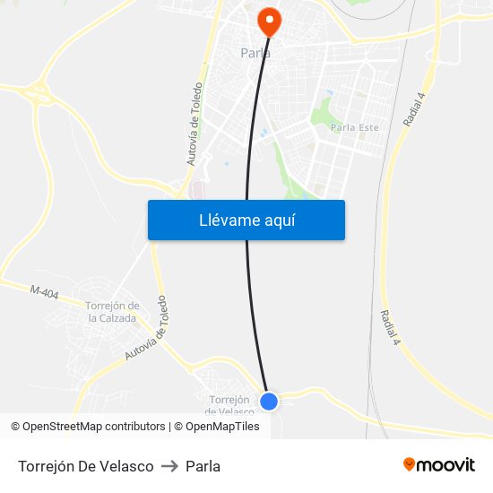 Torrejón De Velasco to Parla map