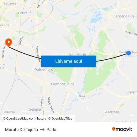 Morata De Tajuña to Parla map