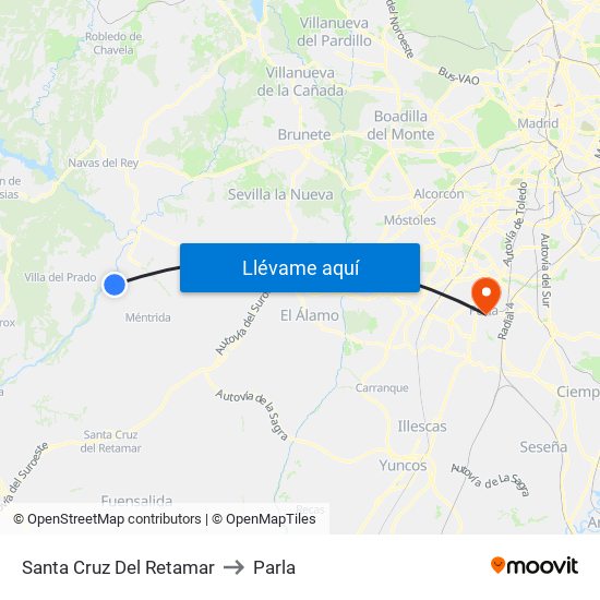 Santa Cruz Del Retamar to Parla map