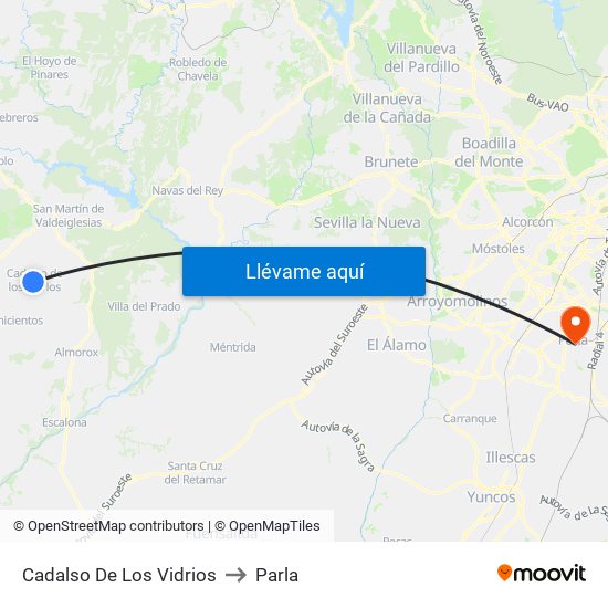 Cadalso De Los Vidrios to Parla map