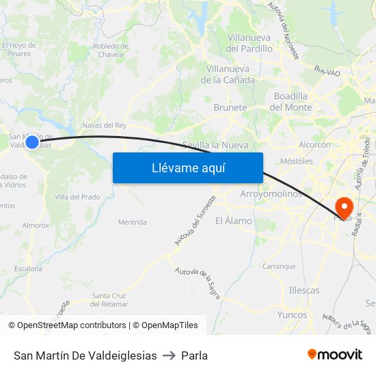 San Martín De Valdeiglesias to Parla map