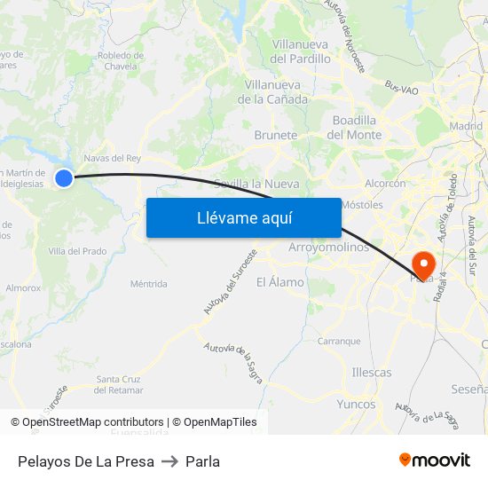 Pelayos De La Presa to Parla map