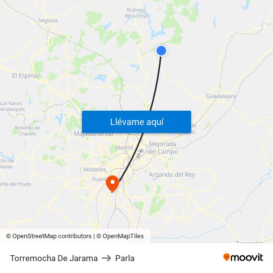 Torremocha De Jarama to Parla map