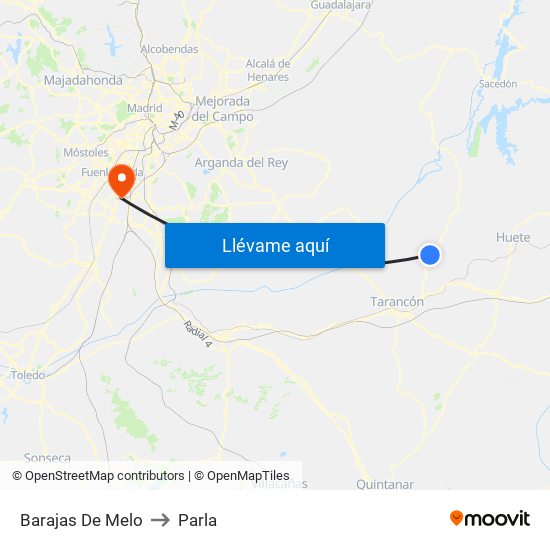 Barajas De Melo to Parla map