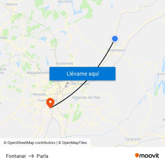 Fontanar to Parla map