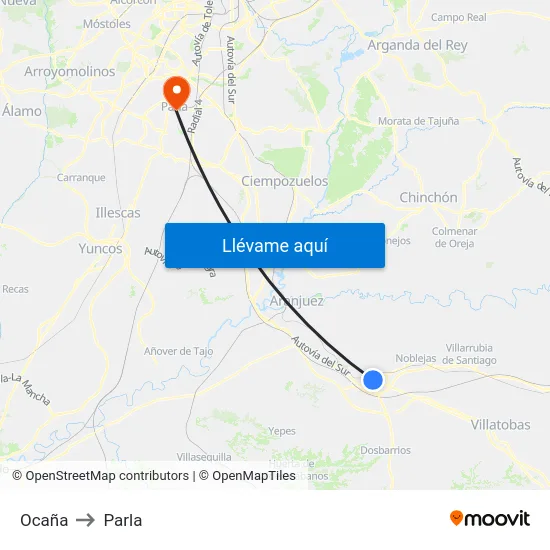 Ocaña to Parla map