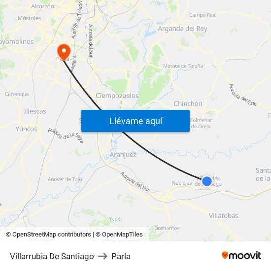 Villarrubia De Santiago to Parla map