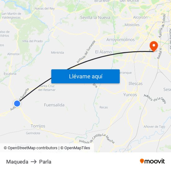Maqueda to Parla map