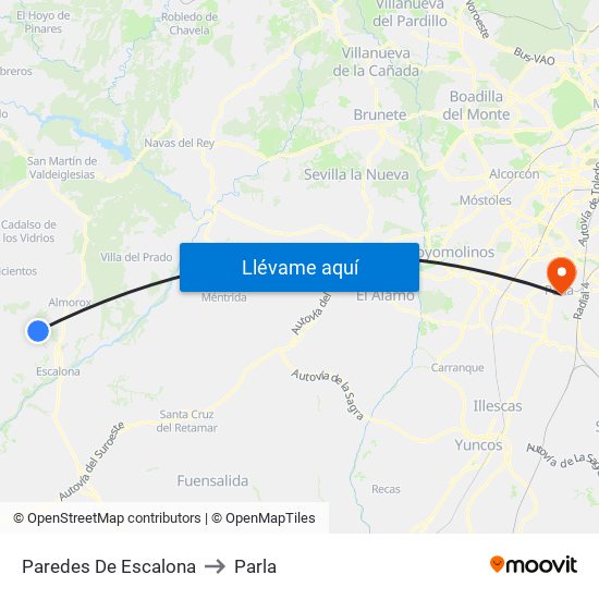 Paredes De Escalona to Parla map