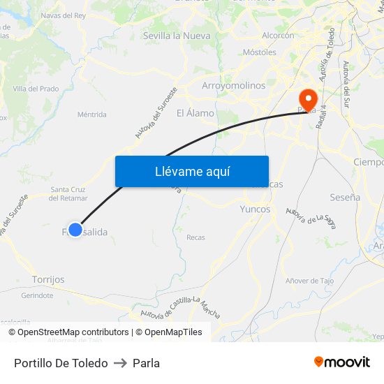 Portillo De Toledo to Parla map