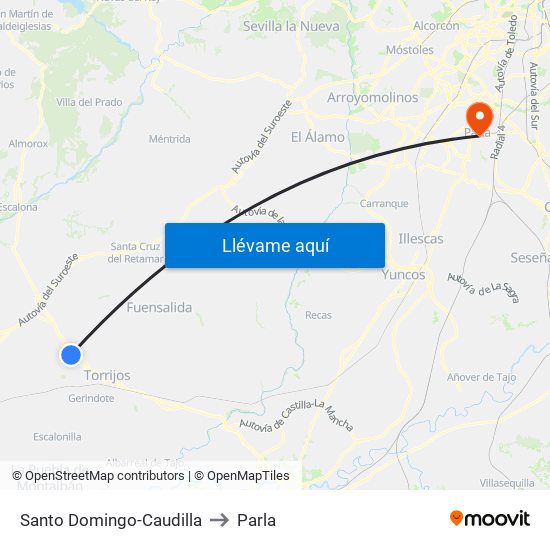 Santo Domingo-Caudilla to Parla map