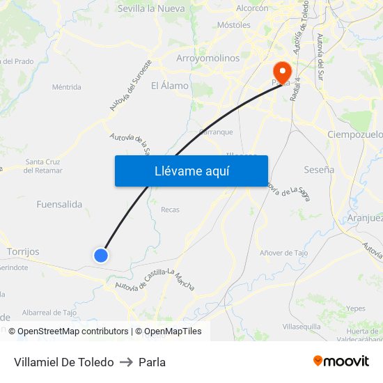 Villamiel De Toledo to Parla map