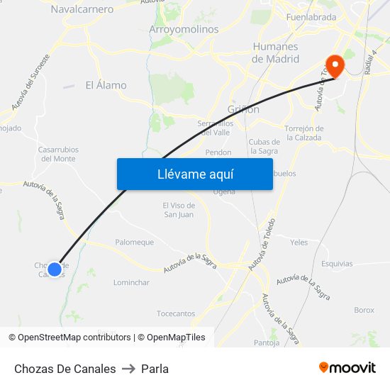 Chozas De Canales to Parla map