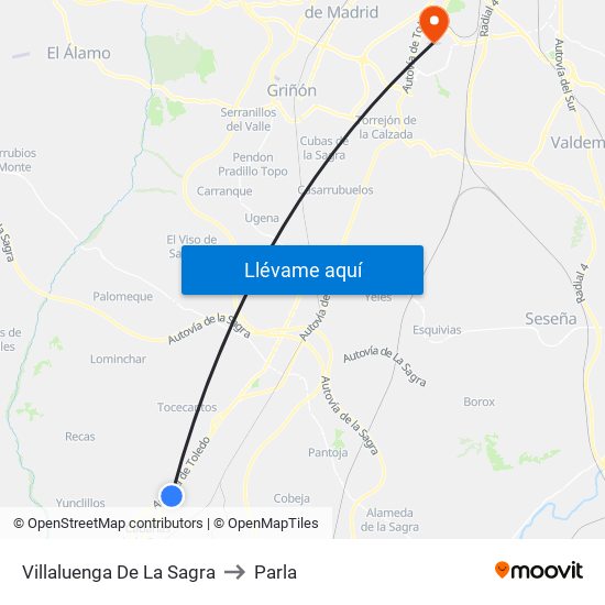 Villaluenga De La Sagra to Parla map