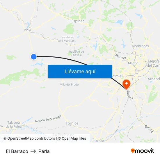 El Barraco to Parla map