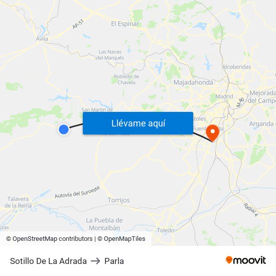 Sotillo De La Adrada to Parla map