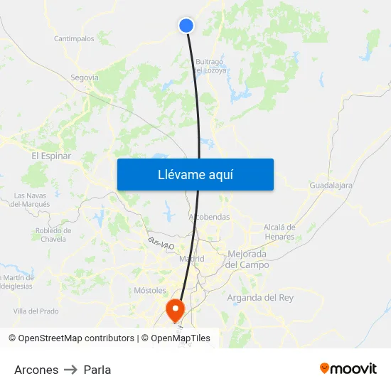 Arcones to Parla map