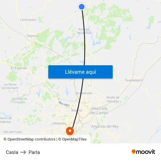 Casla to Parla map