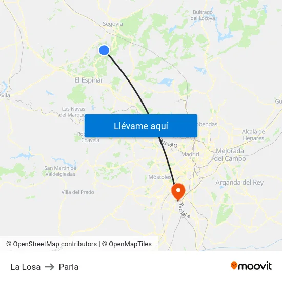 La Losa to Parla map