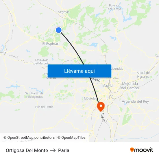 Ortigosa Del Monte to Parla map