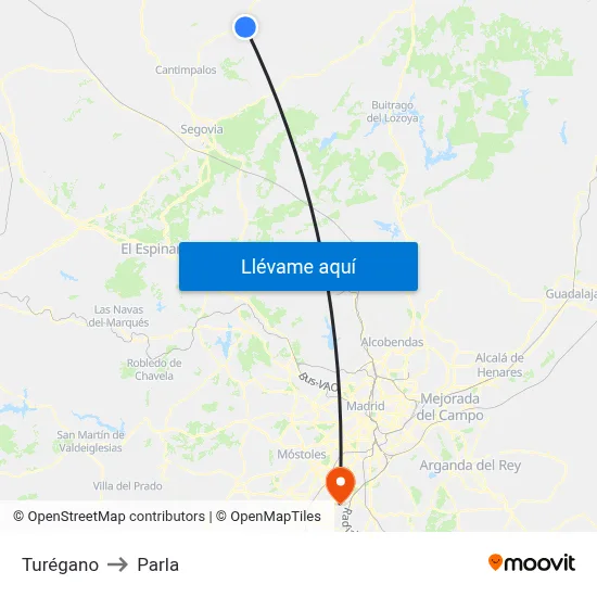 Turégano to Parla map
