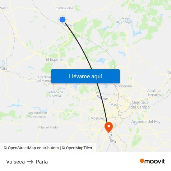 Valseca to Parla map