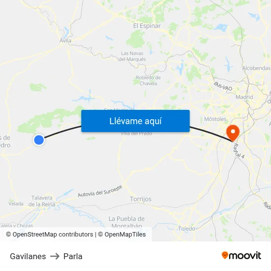 Gavilanes to Parla map