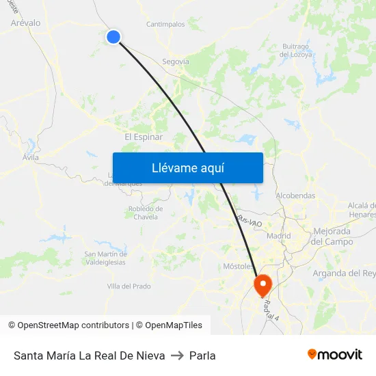 Santa María La Real De Nieva to Parla map