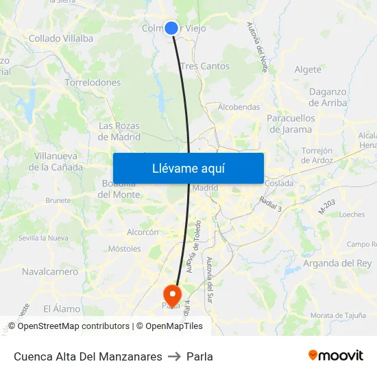 Cuenca Alta Del Manzanares to Parla map